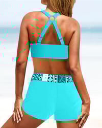 Højtaljet bikini med geometrisk print