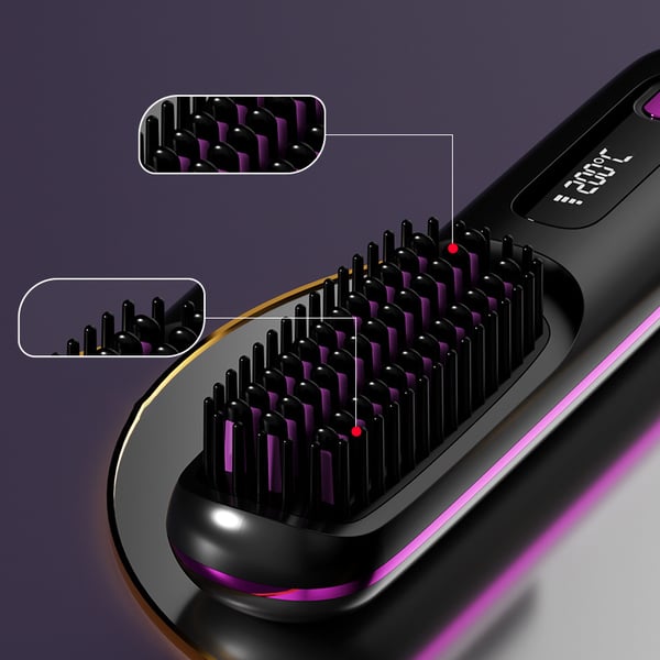 Ceramic Heated Cordless Portable Curling Straightening Brush