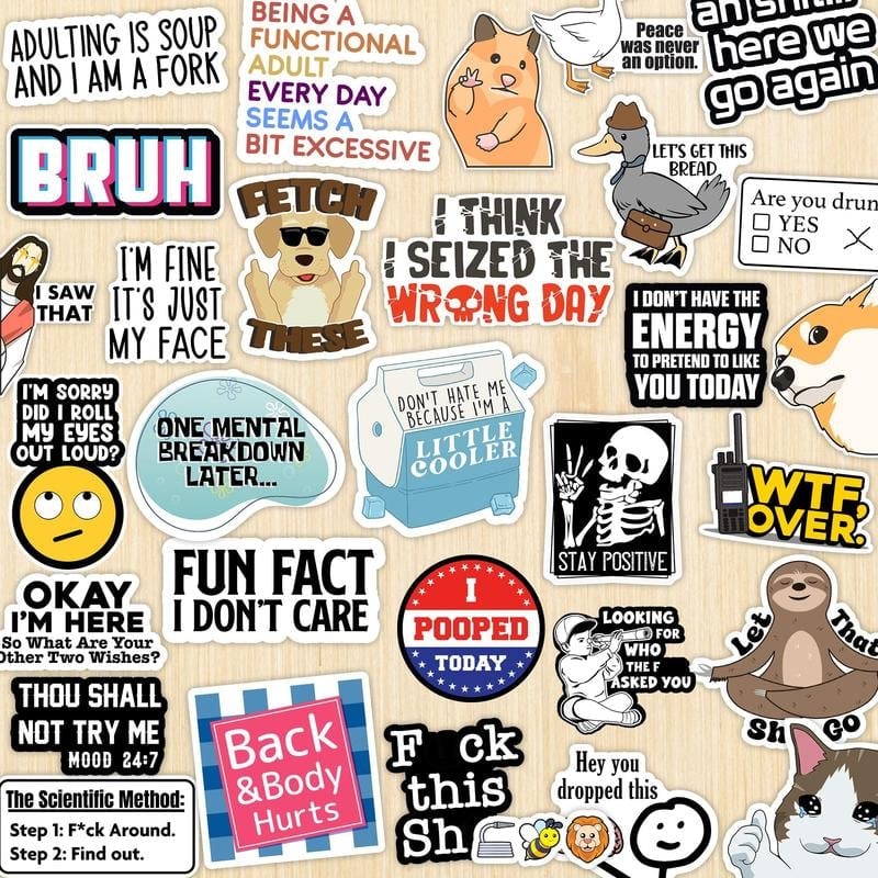 ✨ Set of 130 Pcs Funny Saying Stickers