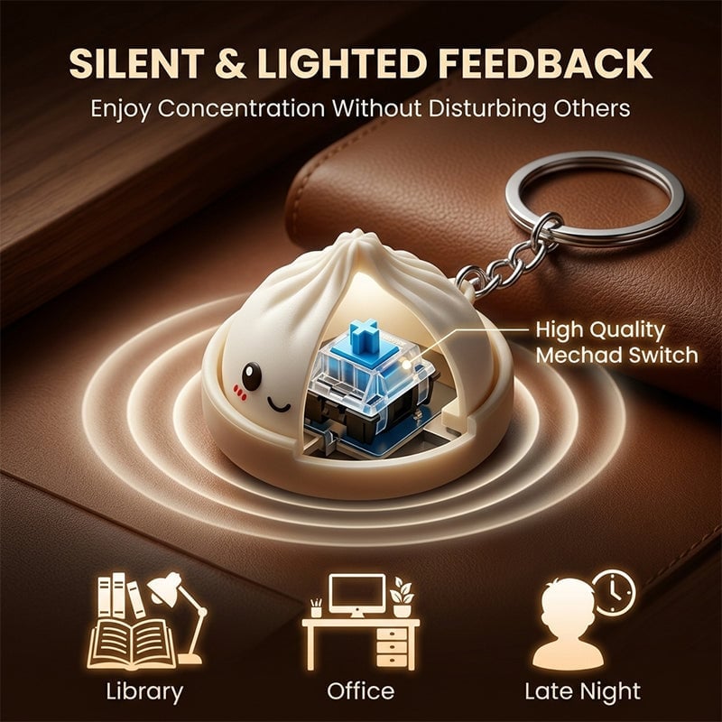 Light-Up Squeezable Steamed Bun Keychain