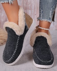 Casual solid color patchwork warm flat shoes
