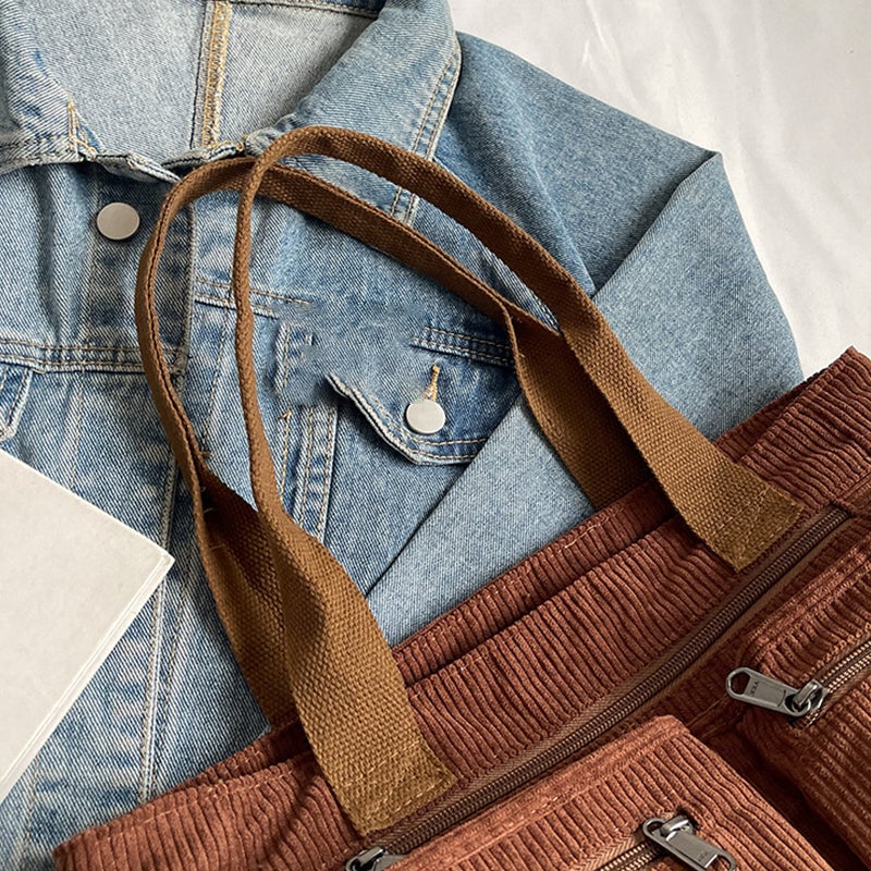 Große Kapazität Corduroy-Damentasche