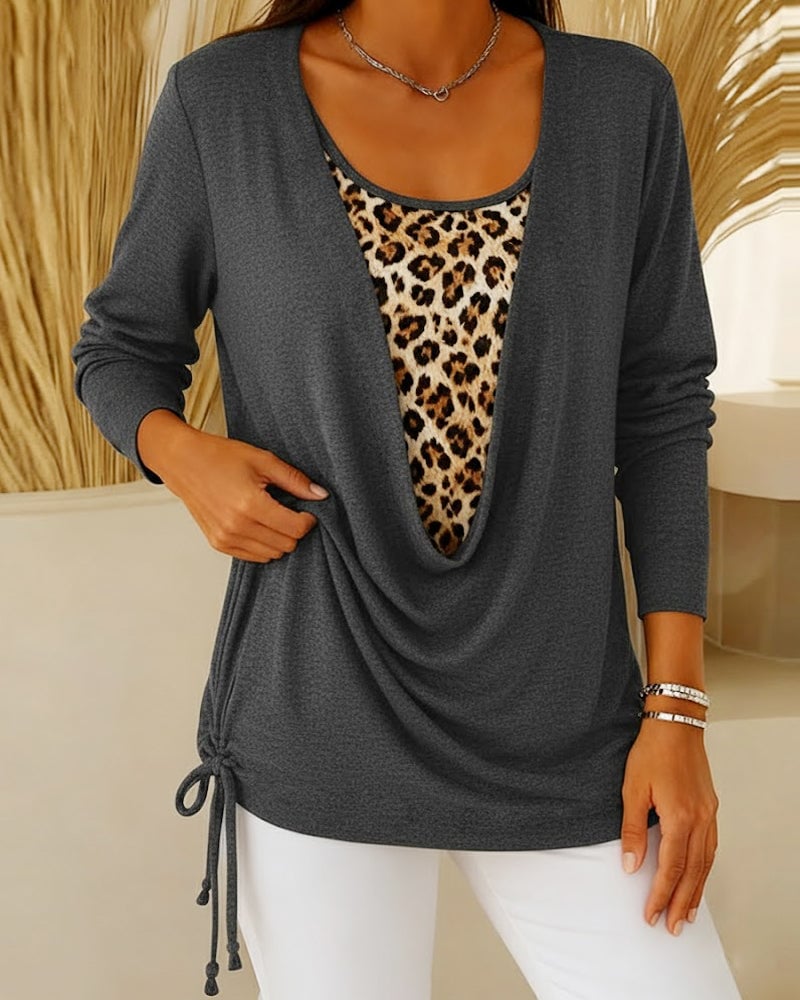 Top Met Luipaardprint En Vetersluiting