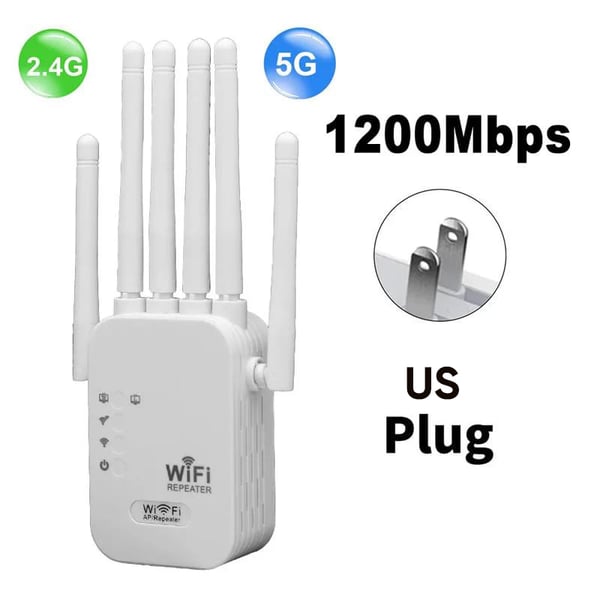 Upgraded 6-Antenna WiFi Extender 1200Mbps