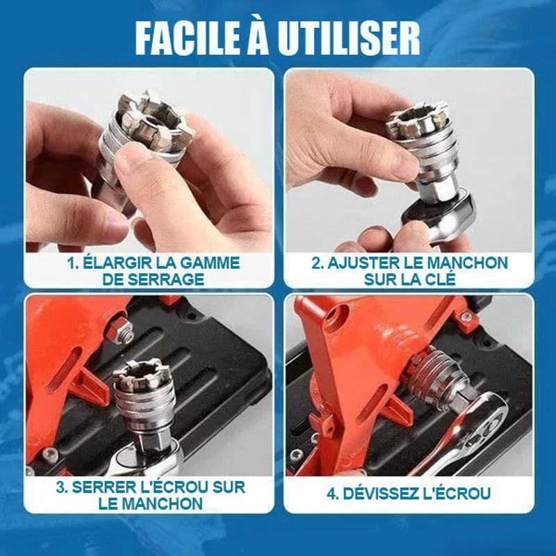 Clé à douille universelle multifonction