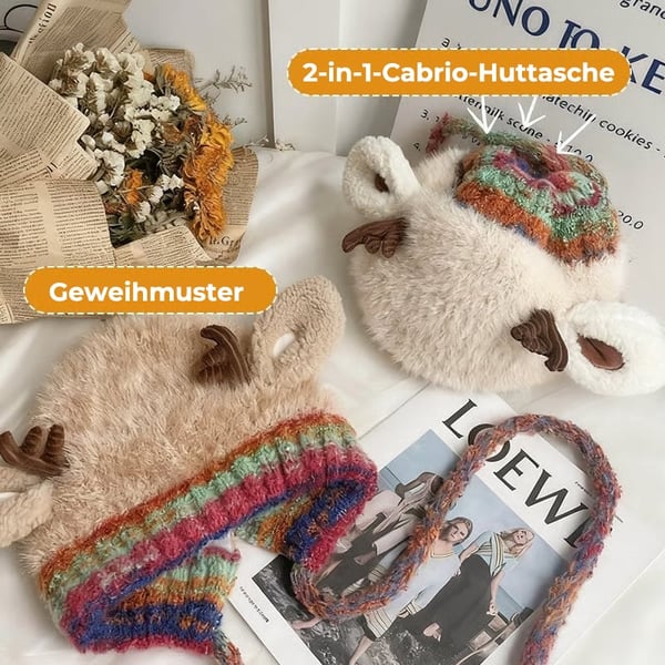 Niedliche Weihnachtsmütze mit Geweihmotiv