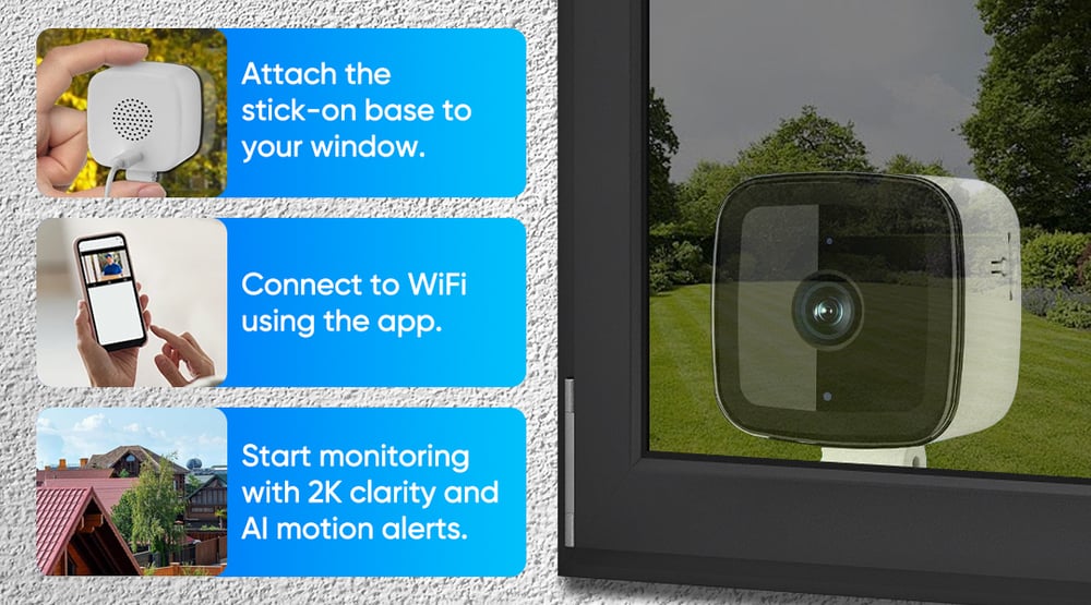 Sakerplus® Smart 2K Window Security Camera Landing Page