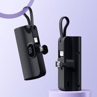 Mini Powerbank-Kapsel Mit Integriertem Ladekabel