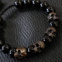 Silver Skull Obsidian Bracelet