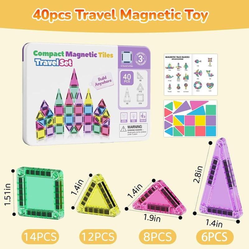 UP-Sakerplus Magnetic Tiles Building Blocks Set