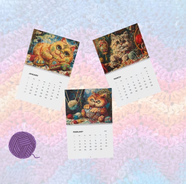  Heklede Katter Veggkalender (2025)