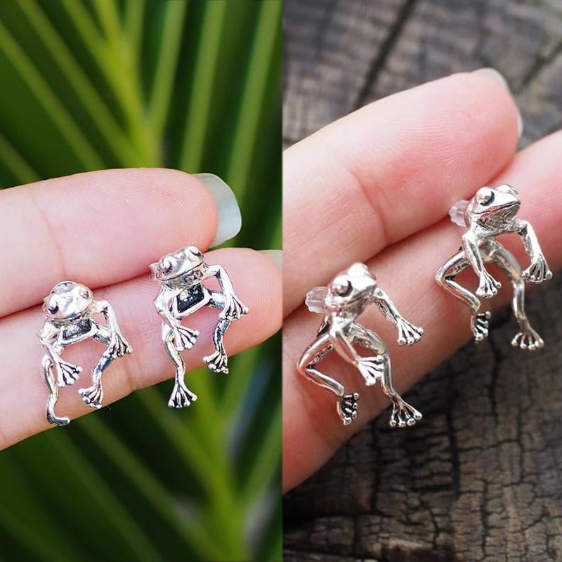 Boucles d'Oreilles Grenouille Vintage, Bijoux d'Amant de Grenouille