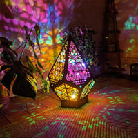 Bohemian Polar Star Wooden Floor Lamp, LED Colorful Star Projector