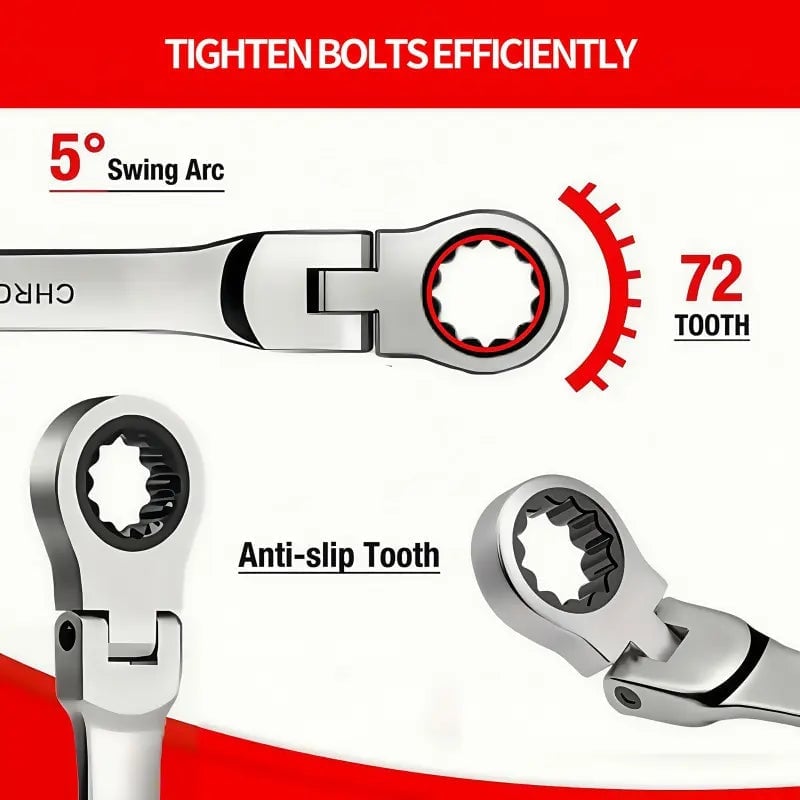 Sakerplus® Flex Head Ratcheting Wrench Set