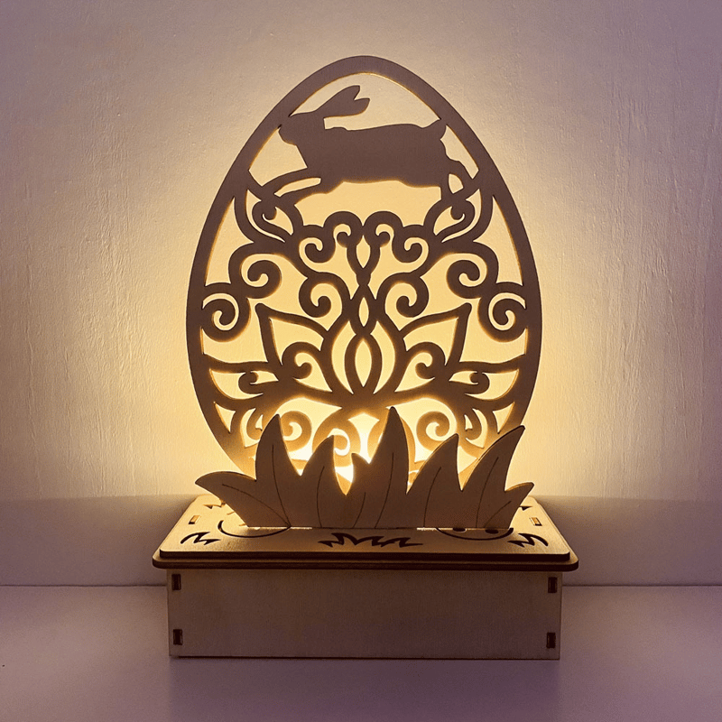 Houten doe-het-zelf-ornament in eivorm