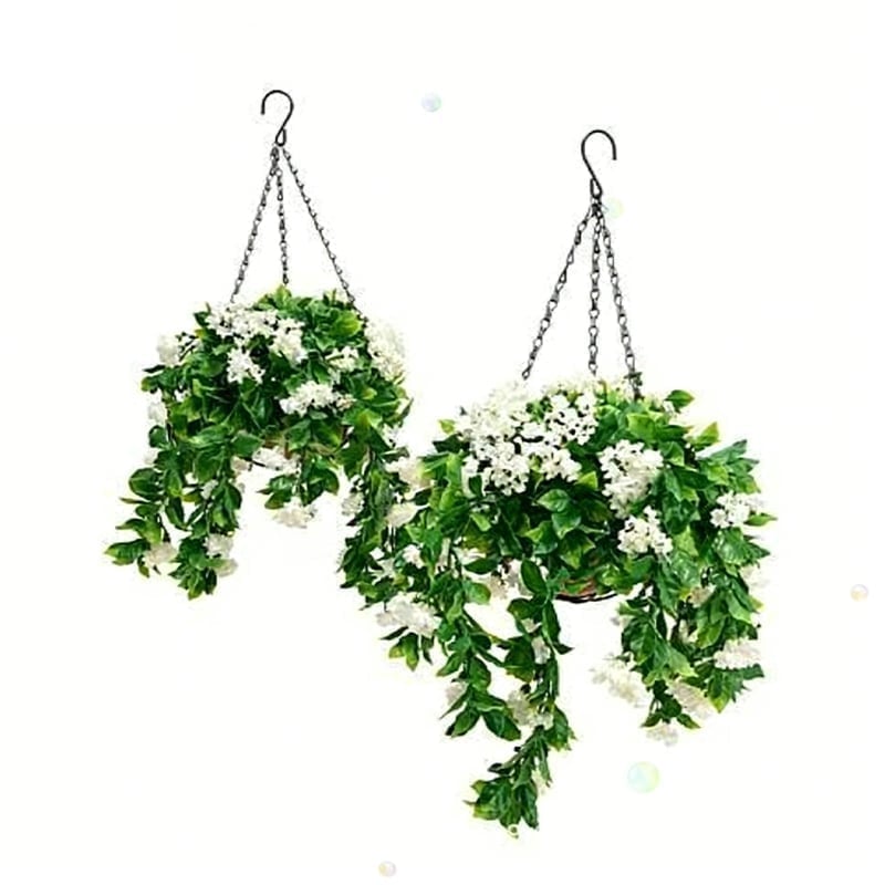 Faux Crepe Myrtle Hanging Baskets