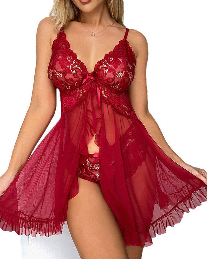 Gjennomsiktig Mesh-Sexy Nattkjolesett