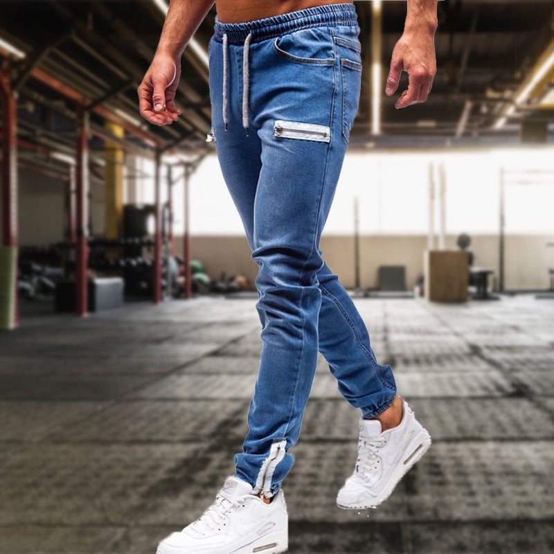 Jeans casual sport hombre con cremallera