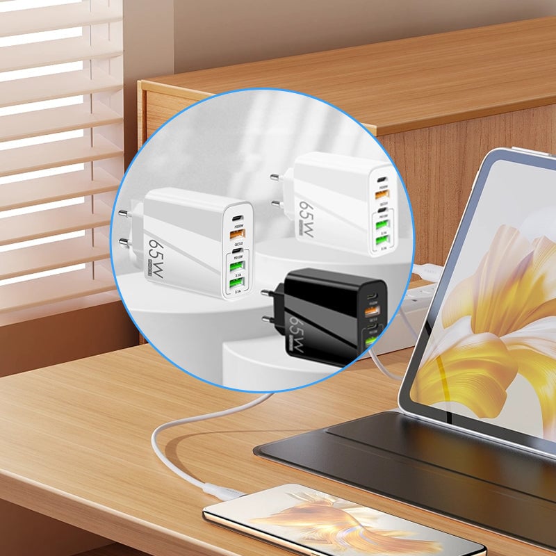 Multiport-Adapter 65W Schnellladegerät-EU-Standard