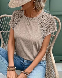 T-Shirt Solide Couleur Creuse Col Rond Slim