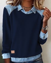 Blouse modieuze revers lange mouwen
