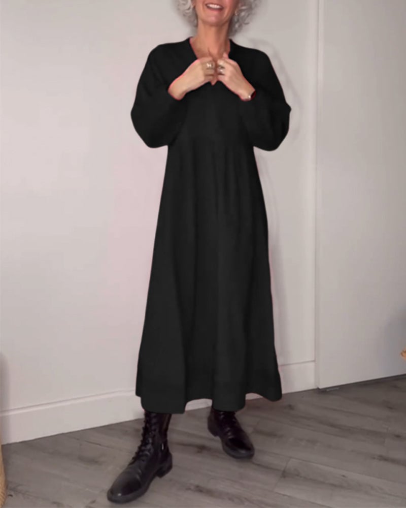 V-hals Elegant kjole med lange ermer
