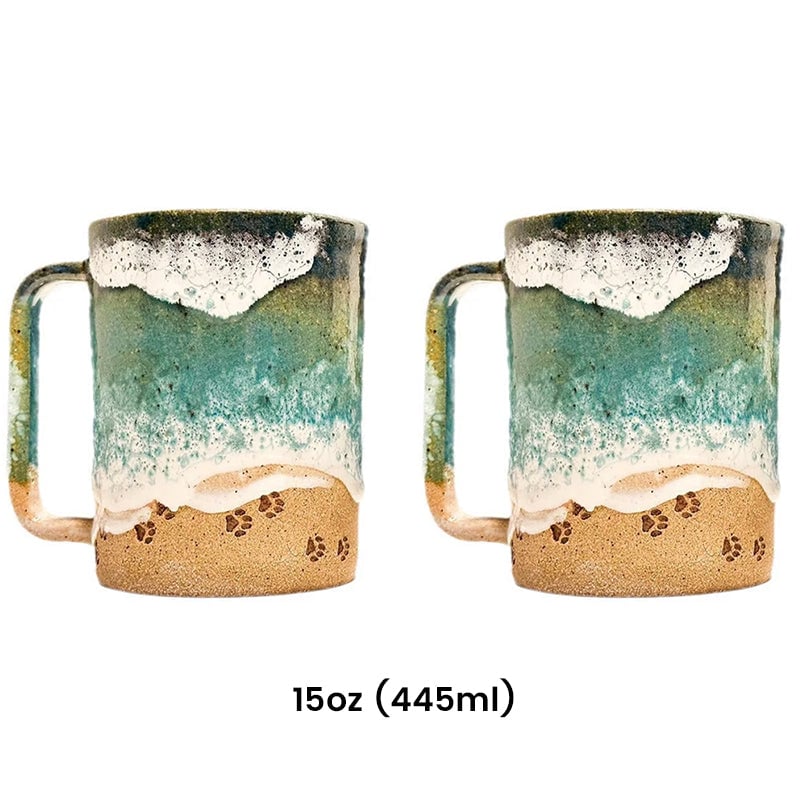 Paw Print Ocean Shoreline Mug