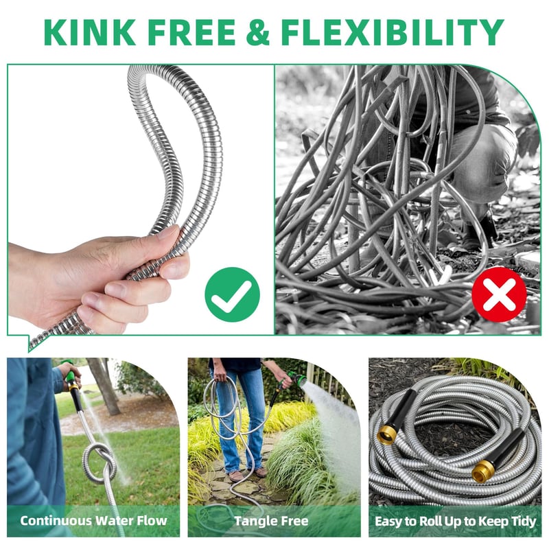 Sakerplus Stainless Steel Metal Garden Hose