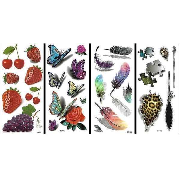 Adesivi per tatuaggi 3D (16 pezzi)
