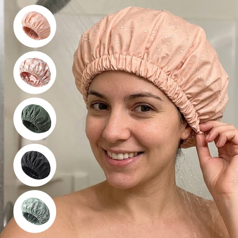 Satin Lined Waterproof Double Layer Shower Cap
