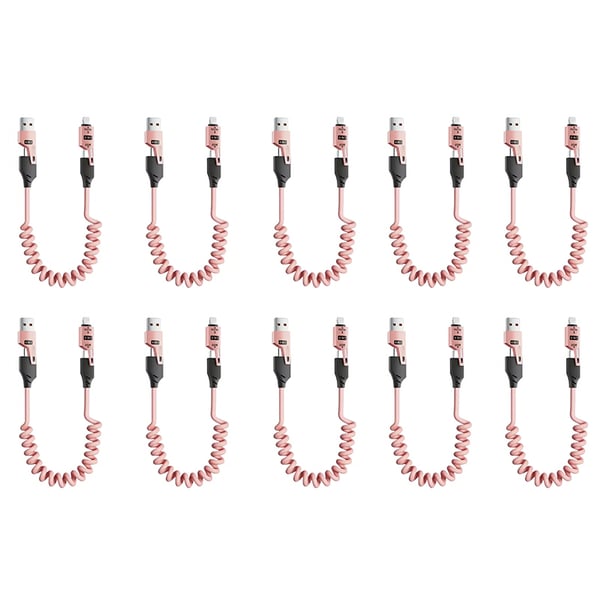 Spring retractable 4 in 1 65w fast charging data cable