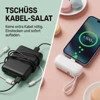 Mini-Powerbank mit integriertem Kabel