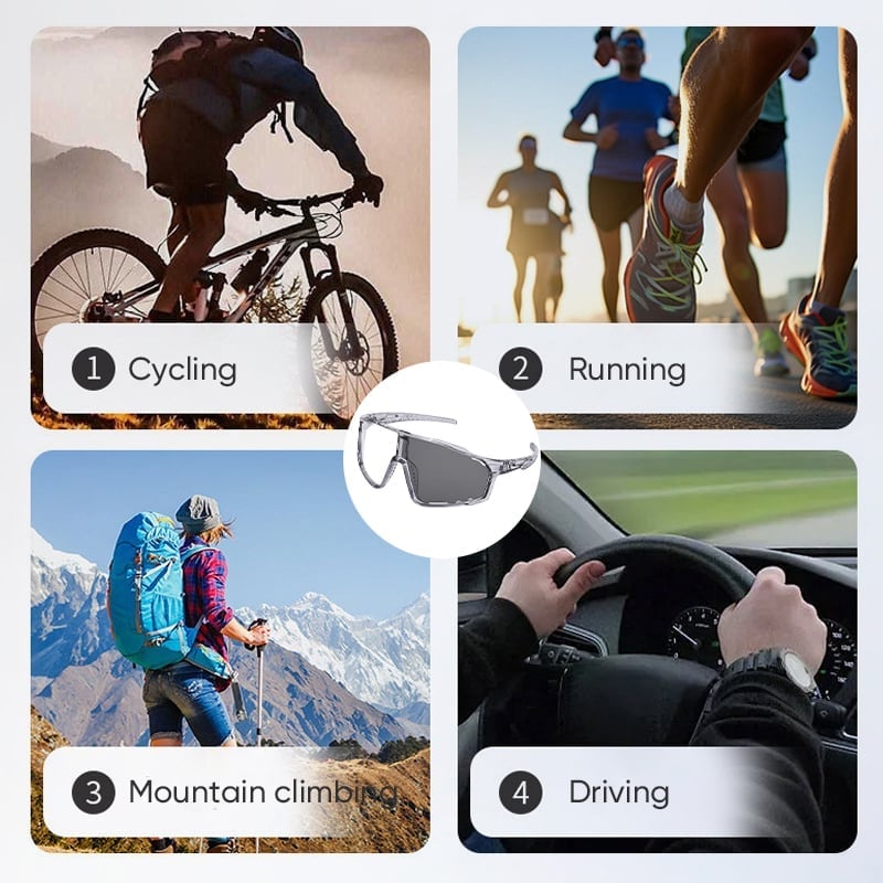 Photochromic UV Protection Sports Sunglasses for Hiking & Cycling