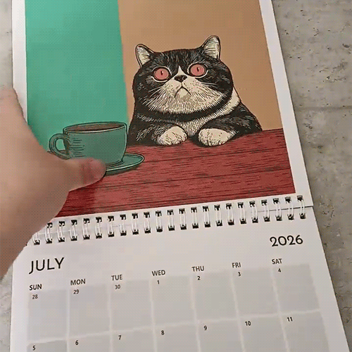 Cats Chillin' with Books 2026 Wall Calendar