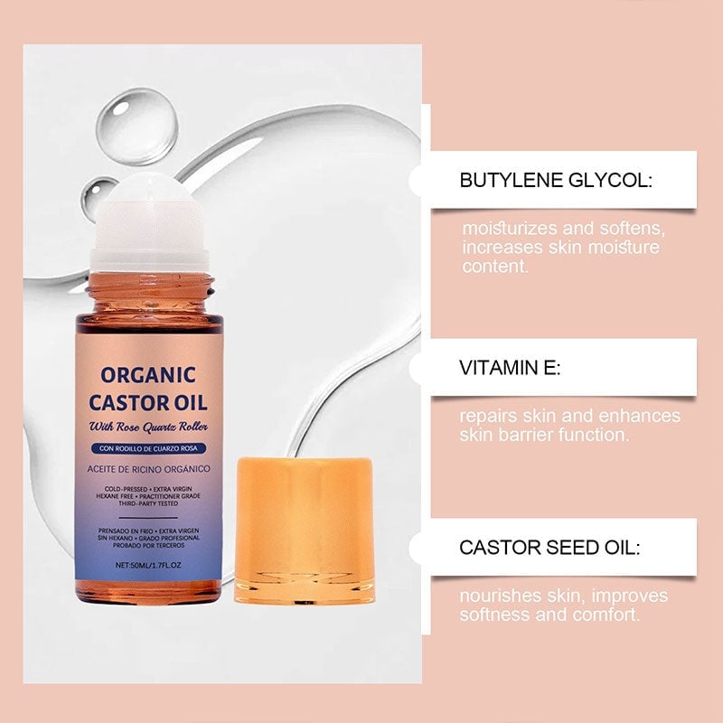 Organic Golden Castor Oil Roll-On with Rose Quartz