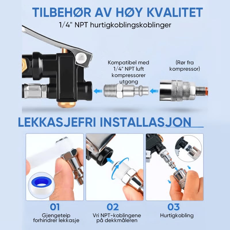 Digital Dekkpumpe med Trykkmåler
