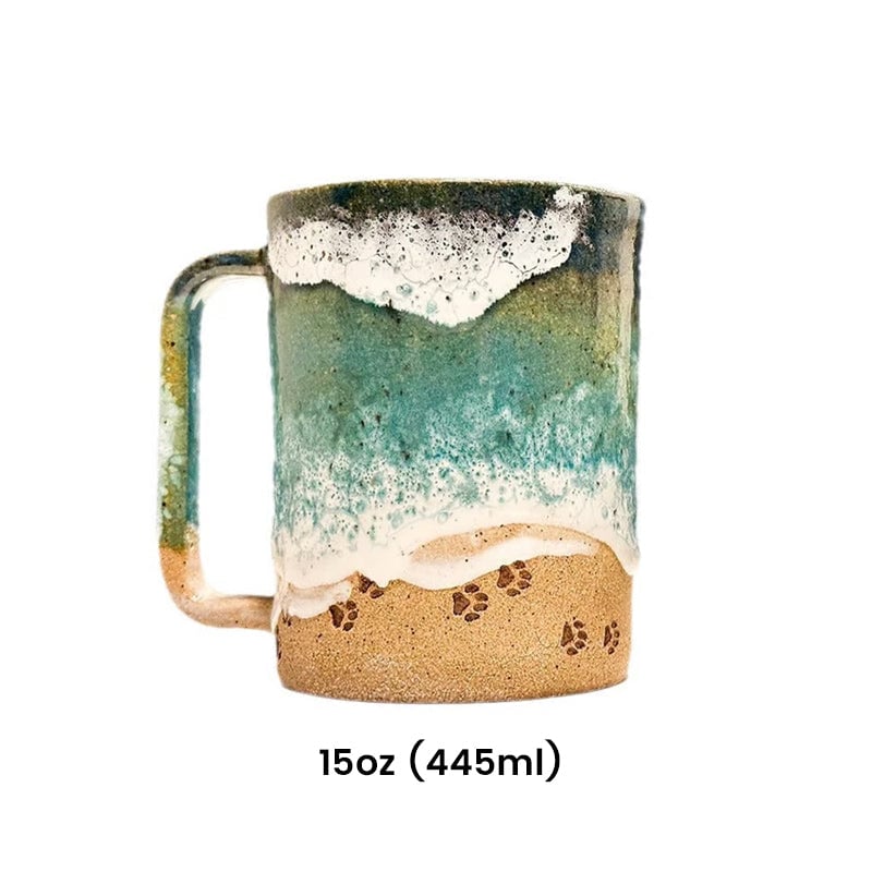 Paw Print Ocean Shoreline Mug