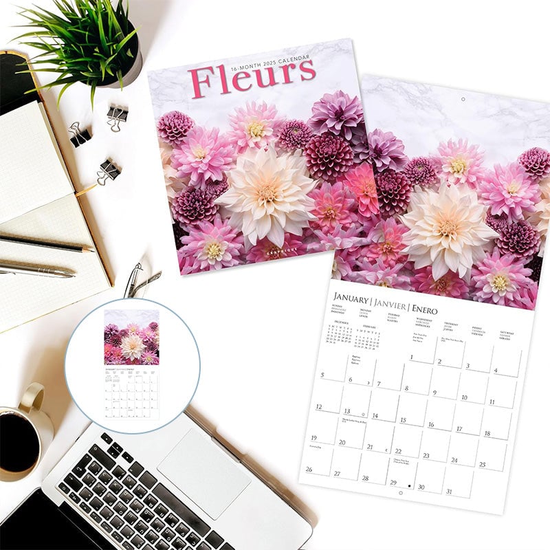 Graphique 2025 Fleurs Wall Calendar