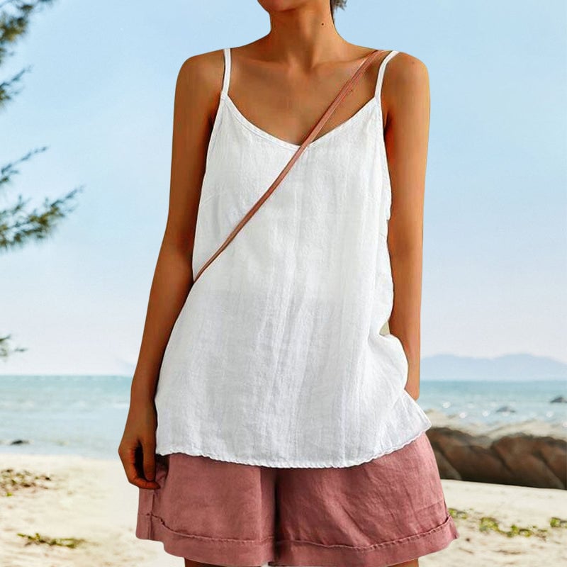 Camisola Suelta de Lino y Algodón para Mujer