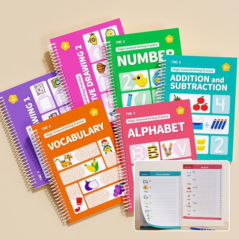 Reusable Grooved Workbooks for kids - 6 Books