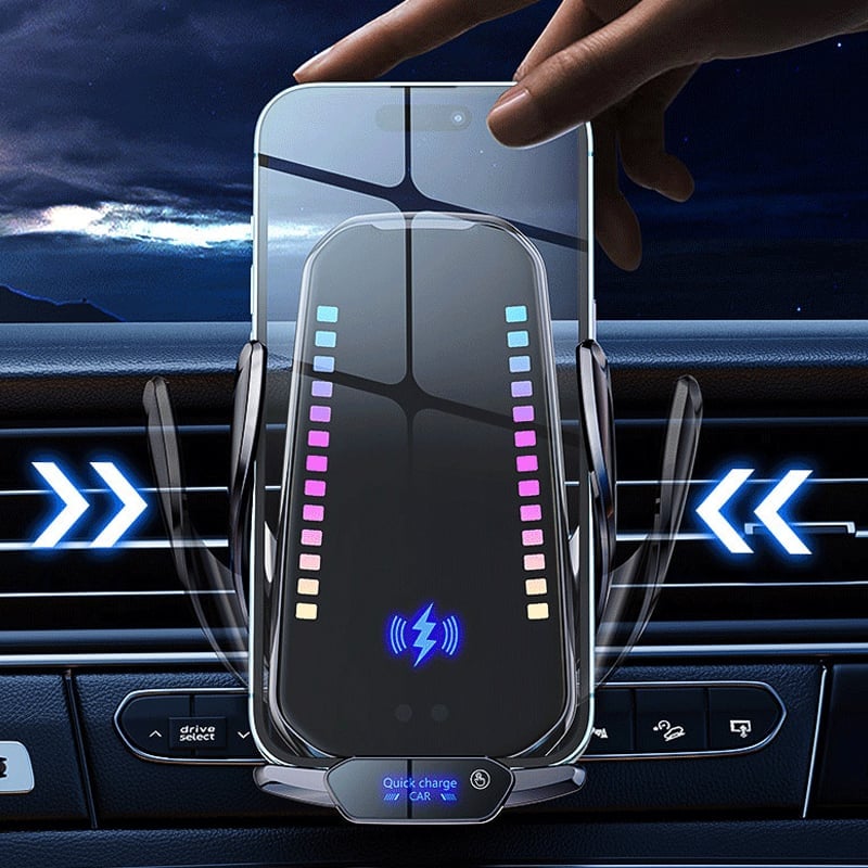 T28 Intelligente 15W Schnelllade-Autohalterung mit RGB-Ambient-Licht