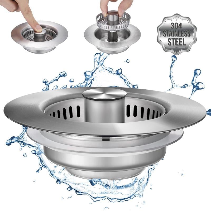 Upgraded 3-in-1 Kitchen Sink Drain Strainer