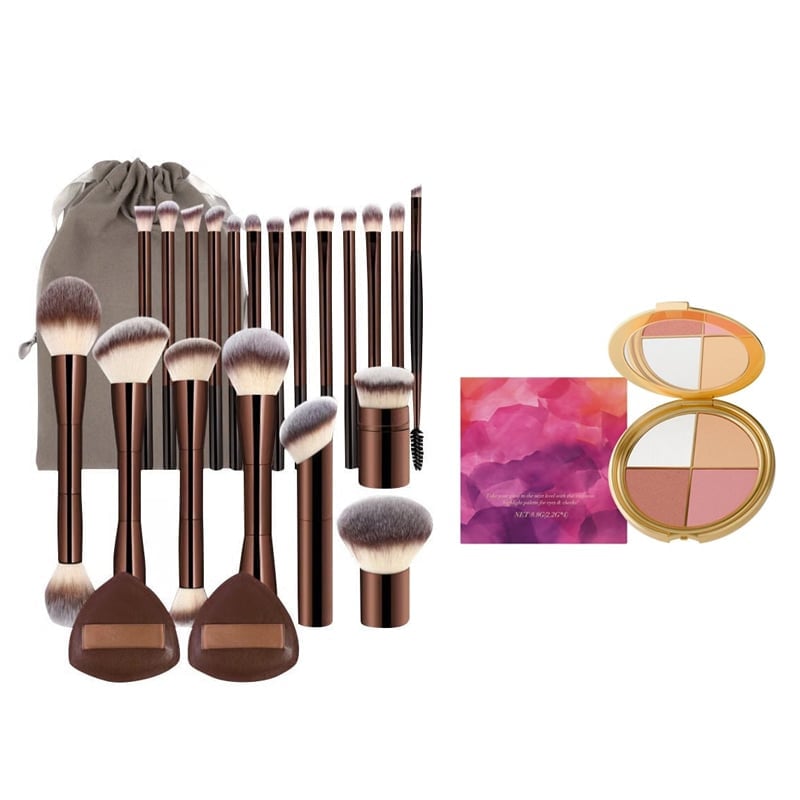 20-piece coffee-coloured makeup brush set