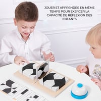 Puzzle géométrique en bois avec blocs cachés et plateau de rangement