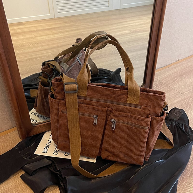 Große Kapazität Corduroy-Damentasche