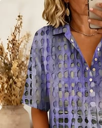 Polka Dot Print Button Half-Placket Blouse