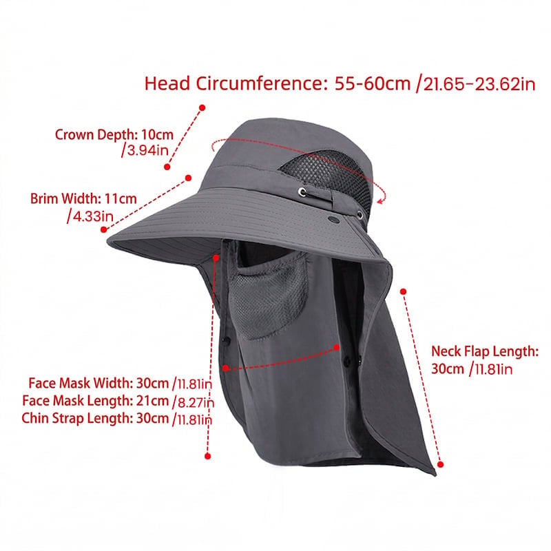 Wide Brim Sun Hat with Removable Face Mask