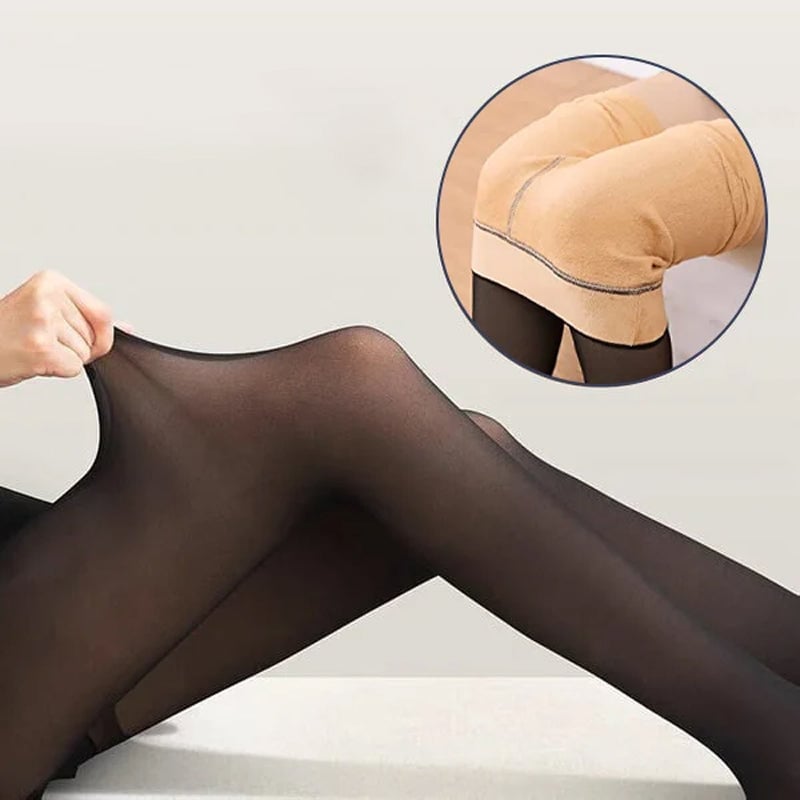 Felfria ben fejkade genomskinliga varma mjuka fodrade elastiska tights