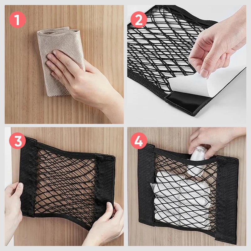 Borsa a rete per stoccaggio sacchetto di plastica (con nastro adesivo)