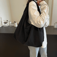 Women's Solid Color Textured Draped Tote Bag